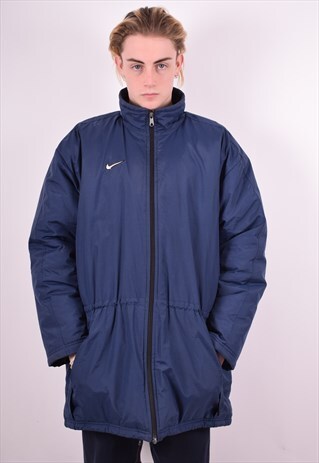 NIKE MENS VINTAGE PADDED JACKET LARGE BLUE 90'S