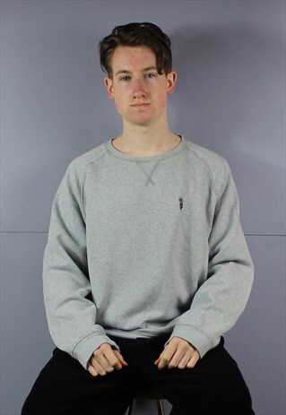 VINTAGE BARBOUR STEVE MCQUEEN SWEATSHIRT IN GREY WITH EMBROI
