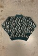 VINTAGE ABSTRACT KNITTED JUMPER FUNKY PATTERNED GRANDAD KNIT