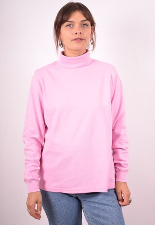 L.L.BEAN WOMENS VINTAGE SWEATSHIRT JUMPER MEDIUM PINK 90S
