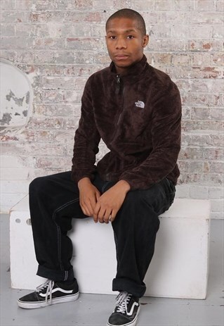 VINTAGE THE NORTH FACE LOGO FULL ZIP FLEECE BROWN