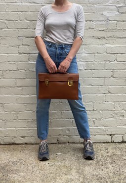 Brown Leather Vintage School Briefcase