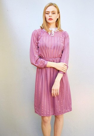 VINTAGE 70'S RETRO ROMANCE ELEGANT MINIMALIST MIDI DRESS