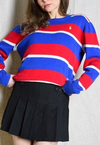 Y2K POLO RALPH LAUREN RED BLUE STRIPED JUMPER