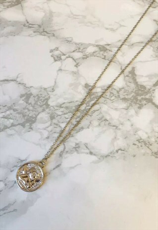SILVER ANGEL COIN PENDANT NECKLACE