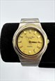 CHRISTIAN DIOR WATCH SILVER 18K GOLD PLATED ROUND VINTAGE