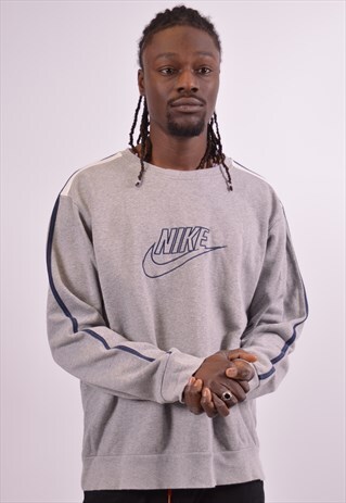 NIKE MENS VINTAGE SWEATSHIRT JUMPER LARGE GREY 90S