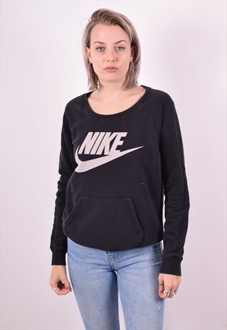 NIKE WOMENS VINTAGE SWEATSHIRT JUMPER LARGE BLACK 90'S