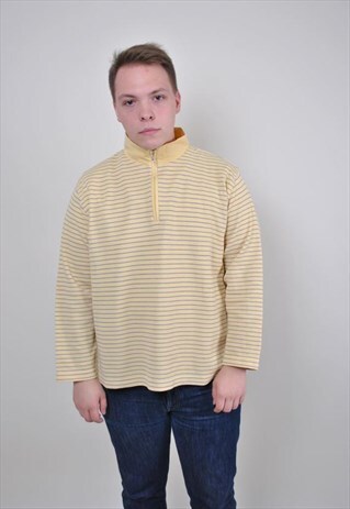 VINTAGE STRIPED YELLOW ZIPPER SWEATSHIRT