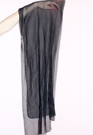 VINTAGE 80S BLACK SHEER SCARF/ HEAD & NECK TIE