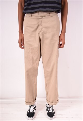 DICKIES MENS VINTAGE CARGO TROUSERS W38 L34 BEIGE 90S