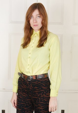 VINTAGE LADIES DAGGER COLLAR SHIRT YELLOW