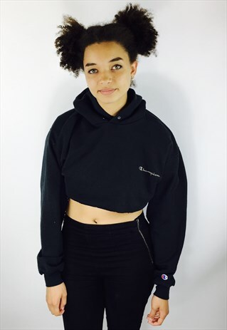 womens champion crop top hoodie