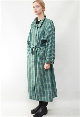 VINTAGE 80' BEAUTIFUL PRETTY CHECKED TURQUOISE LIGHT COAT