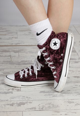 USED VELVET CONVERSE ALL STAR HIGH TOPS CON1