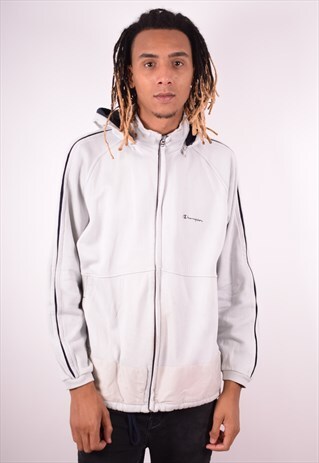 CHAMPION MENS VINTAGE HOODIE JACKET XL GREY 90S