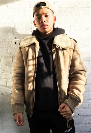 SHEARLING AVIATOR JACKET WITH FLEECE LINING (1990'S/MENS)