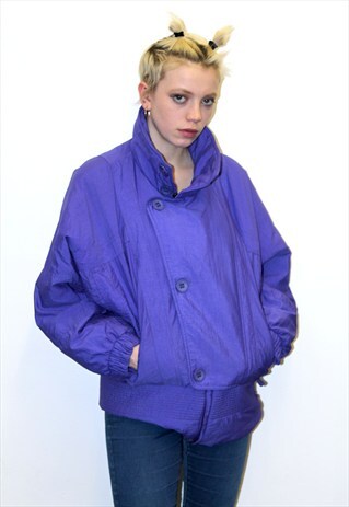 90S VINTAGE PURPLE PADDED BOMBER SLOUCHY SHELL SUIT JACKET