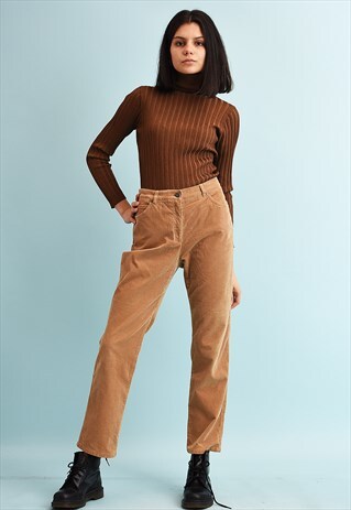 90'S RETRO NEUTRAL LOW WAIST CORDUROY TROUSERS