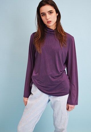 90'S RETRO GRUNGE OVERSIZED TURTLENECK LYCRA JUMPER TOP