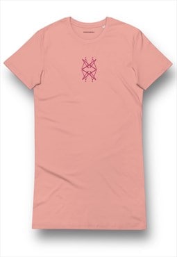 Double mirror logo t-shirt dress pink