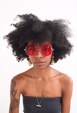 RED LENS OVERSIZED SUNGLASSES