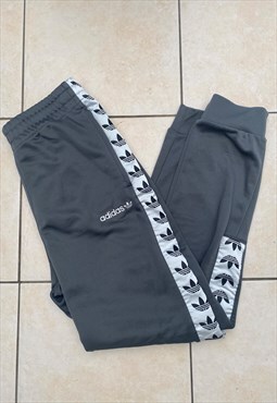 Retro Adidas grey taped tracksuit bottoms small 