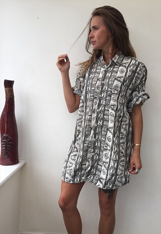 CRAZY PATTERNED OVERSIZED RETRO VINTAGE FESTIVAL SHIRT