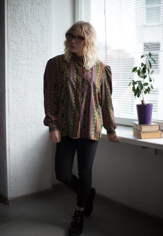 VINTAGE 70'S MULTICOLOUR PATTERNED SHIRT