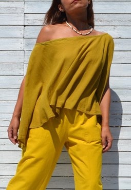 Green organic cotton layered oversized tunic top