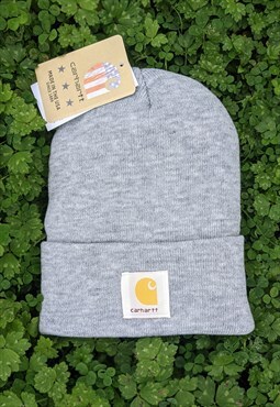 New Wool Carhartt Grey WIP Logo Beanie Hat