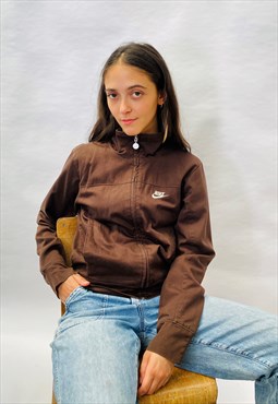 Vintage 90s Nike Embroidered Brown Jacket