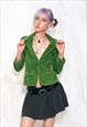 Vintage Y2K Fitted Cord Blazer in Goblincore Green