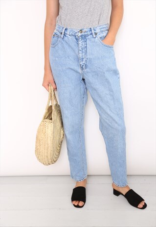 VINTAGE BLUE DENIM HIGH WAISTED MOM JEANS