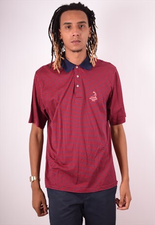 POLO RALPH LAUREN MENS VINTAGE POLO SHIRT LARGE RED 90S