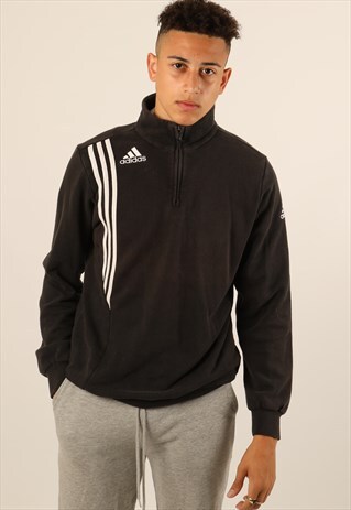 VINTAGE ADIDAS EMBROIDERED LOGO 1/4 ZIP SWEATSHIRT