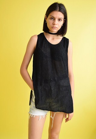 VINTAGE 90'S RETRO GRUNGE OVERSIZED KNITTED TANK TOP