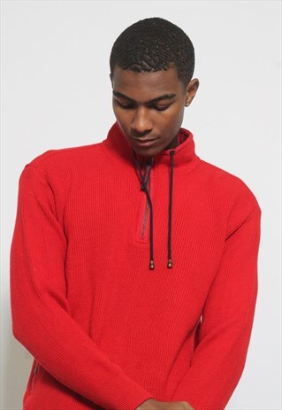 VINTAGE PAUL & SHARK 1/4 ZIP JUMPER RED