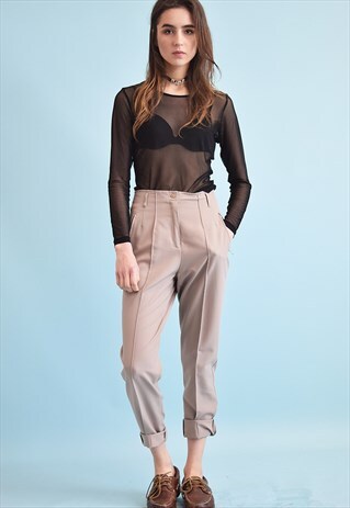 90'S RETRO CLASSIC CUT REGULAR WAIST TAPERED TROUSERS