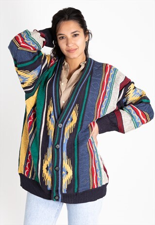 VINTAGE 80S COOGI STYLE KNITTED CARDIGAN / S0276