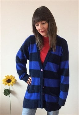 Vintage 90s Blue & Navy Striped Cardigan