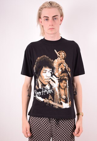 MENS VINTAGE T-SHIRT TOP SMALL BLACK 90S