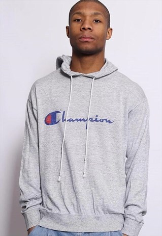 champion hoodie grey big logo