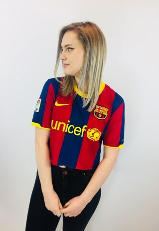 VINTAGE NIKE BARCELONA FC CROPPED FESTIVAL FOOTBALL SHIRT