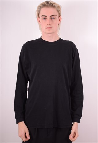 REEBOK MENS VINTAGE TOP LONG SLEEVE MEDIUM BLACK 90S