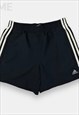 Adidas embroidered navy blue striped athletic shorts size S