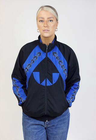 VINTAGE 90S BLACK AND BLUE SPORTS JACKET