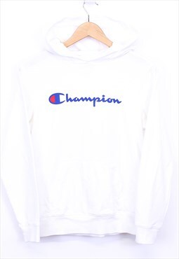 Vintage Champion Hoodie White Pullover With Spell Out Logo