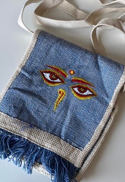 Vintage Y2K Eye Embroidered Crossbody Bag 