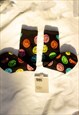 NEON RAINBOW ALL OVER SMILEY FACE PRINT SOCKS